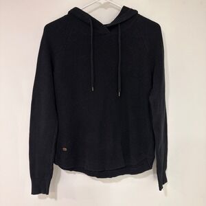 Lauren Ralph Lauren Waffle Knit Cotton Hoodie Womens M Black RLL Logo | Preppy